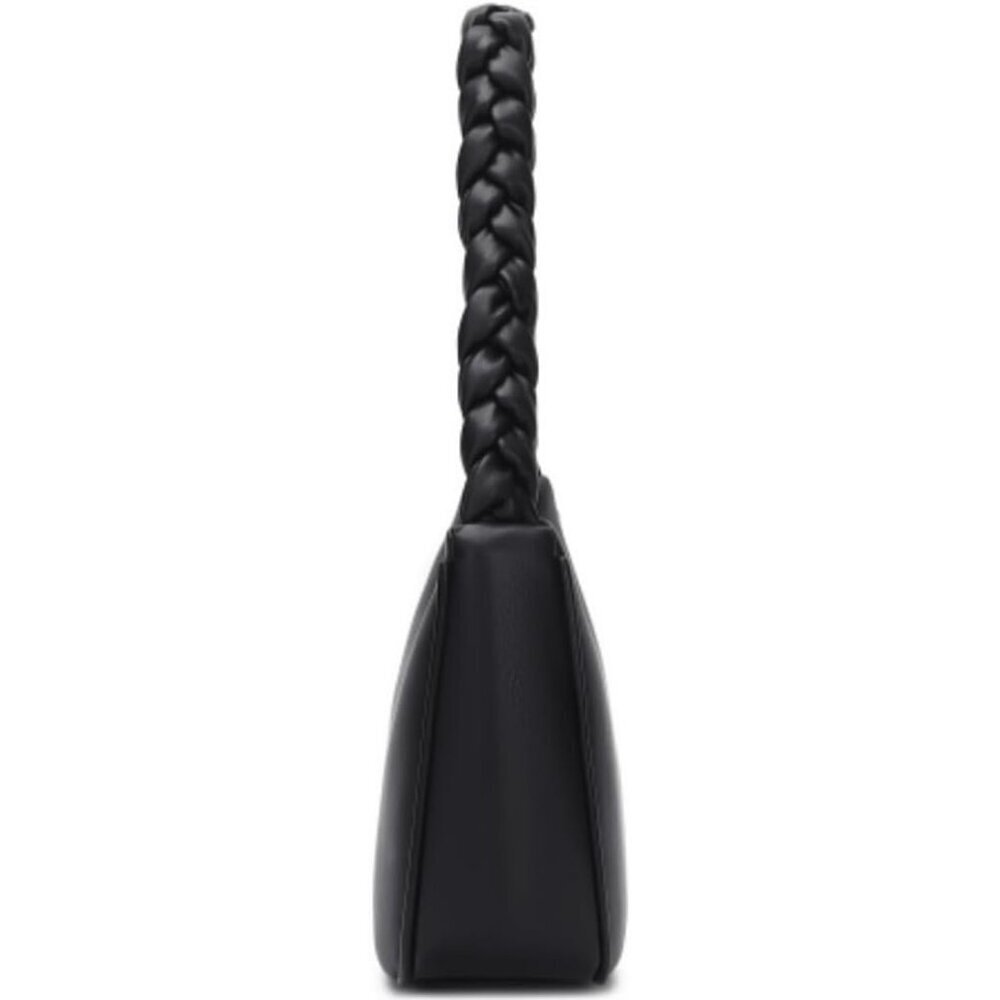 Women’s Braid Black Cute Hobo Tote Handbag Mini Clutch Purse with Zipper Closure - Picture 3 of 8
